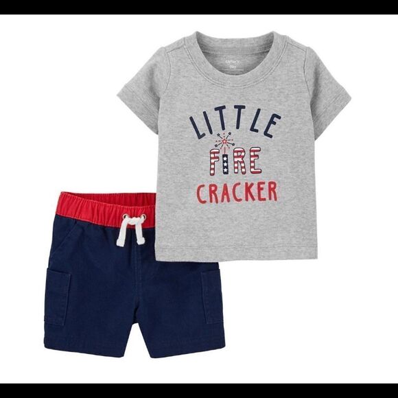 CARTER's Baby Boy Firecracker Tee & Short Set - Picture 7 of 7